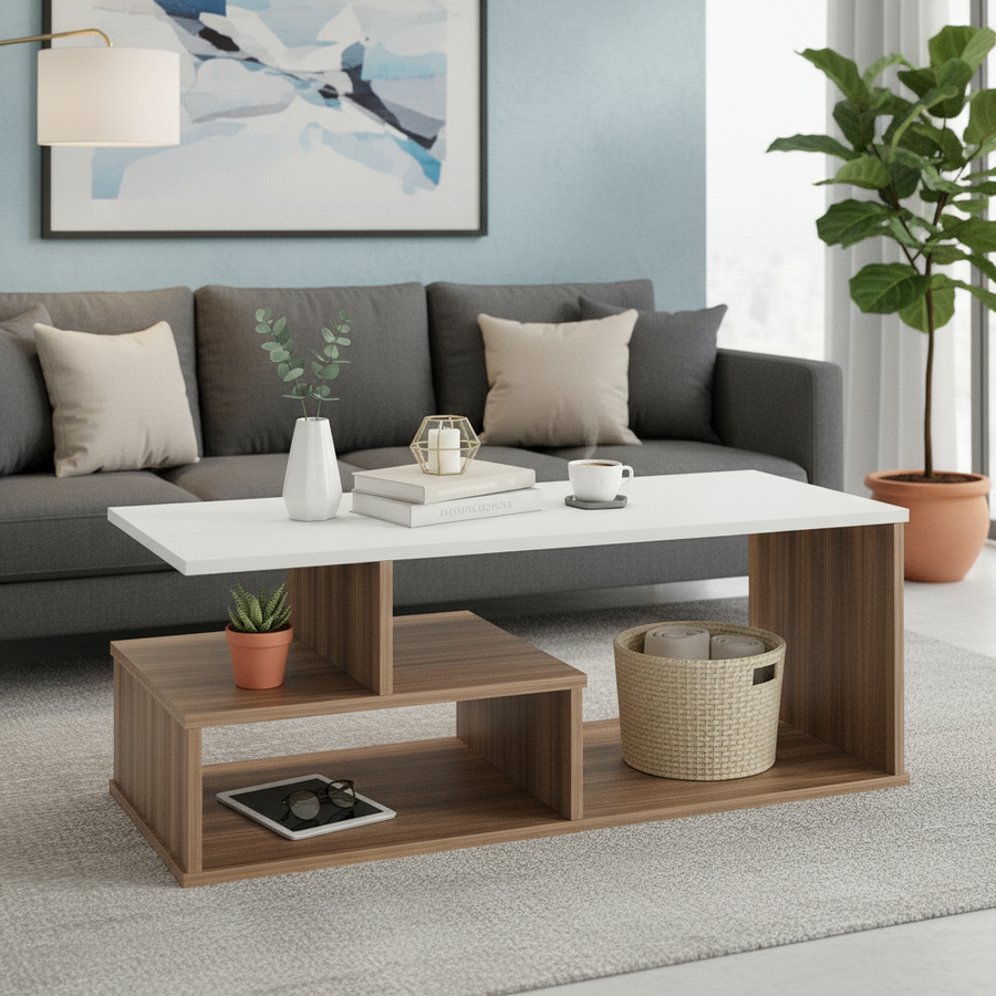 Coffee Table for Living Room with Storage Shelf - Witely