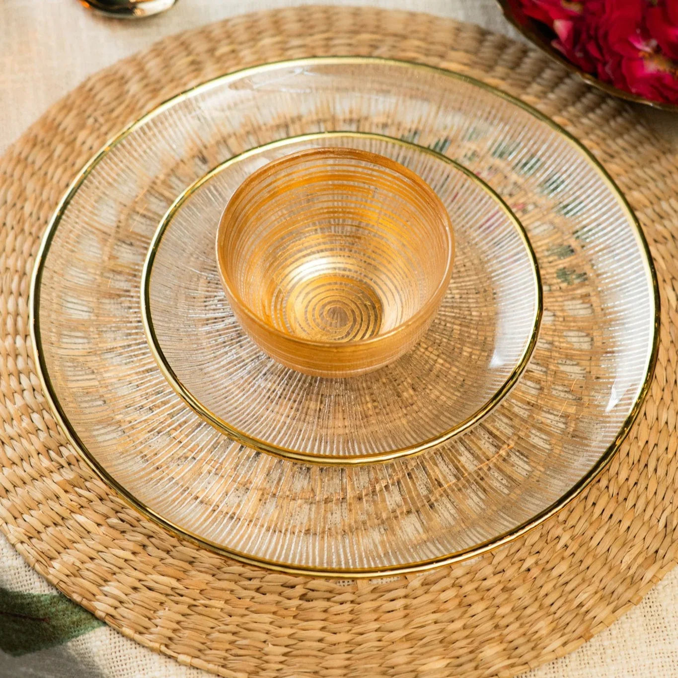 Genda Saaj Dinner Plate With Golden Rim