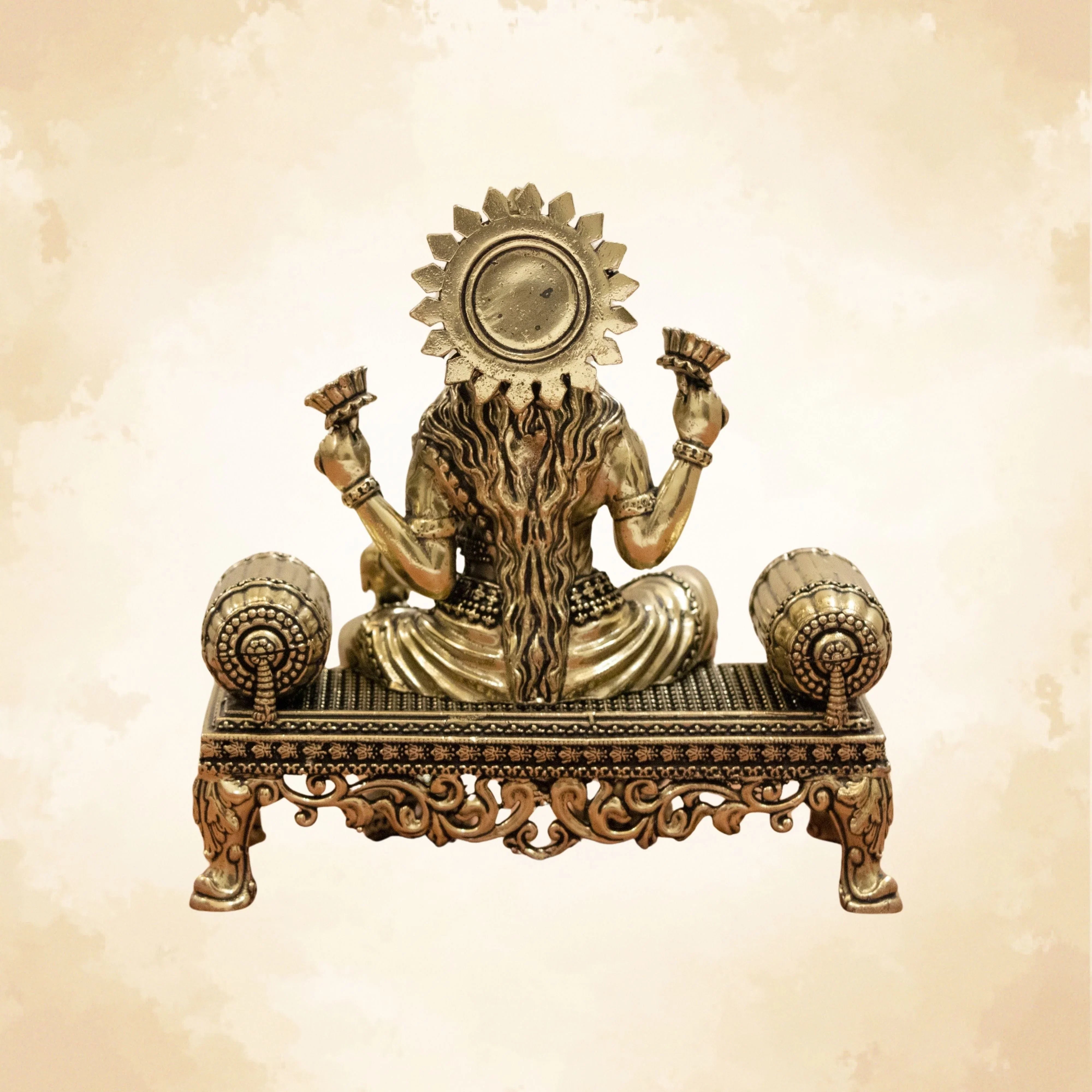 Handcrafted Brass Laxmi Ji on Royal Singhasan