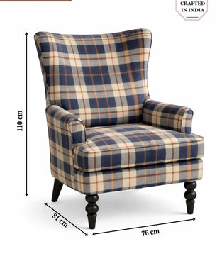 Classic Navy Check Upholstered Armchair