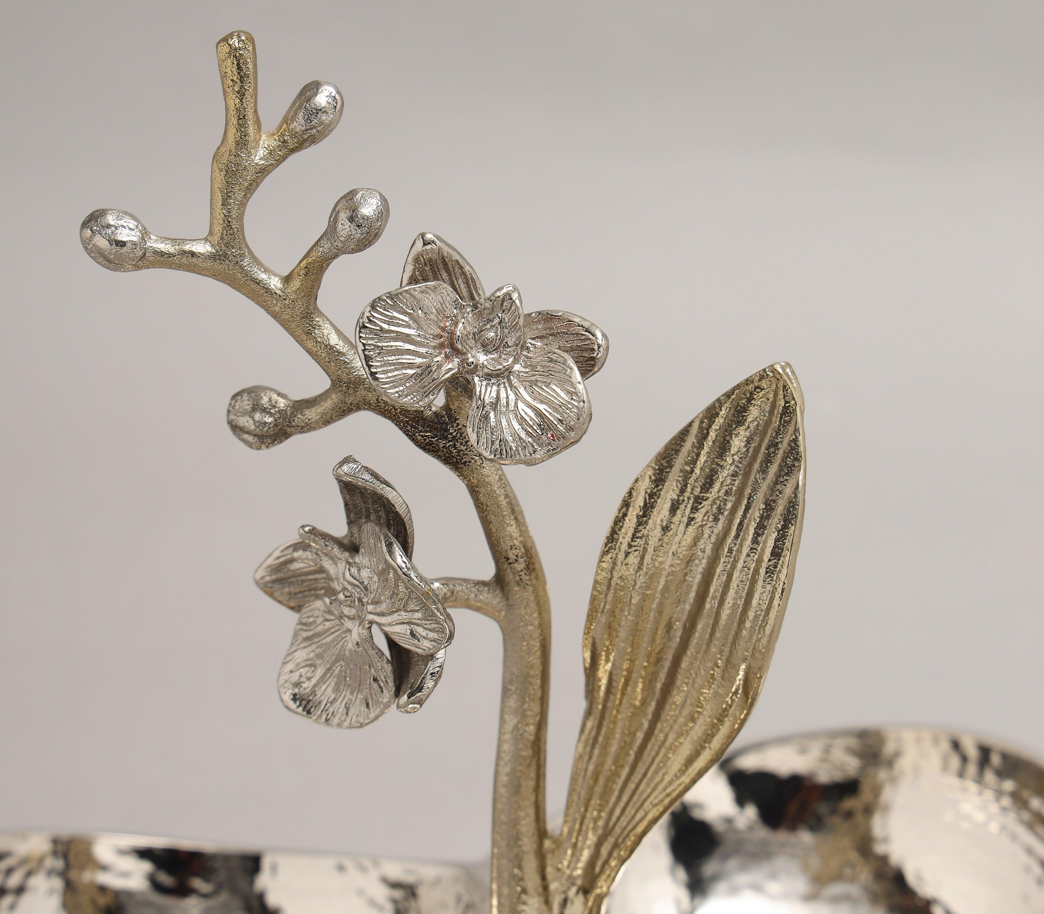 Orchid Tri Bowl | Nickel Plated, Hammered & Gold Finished