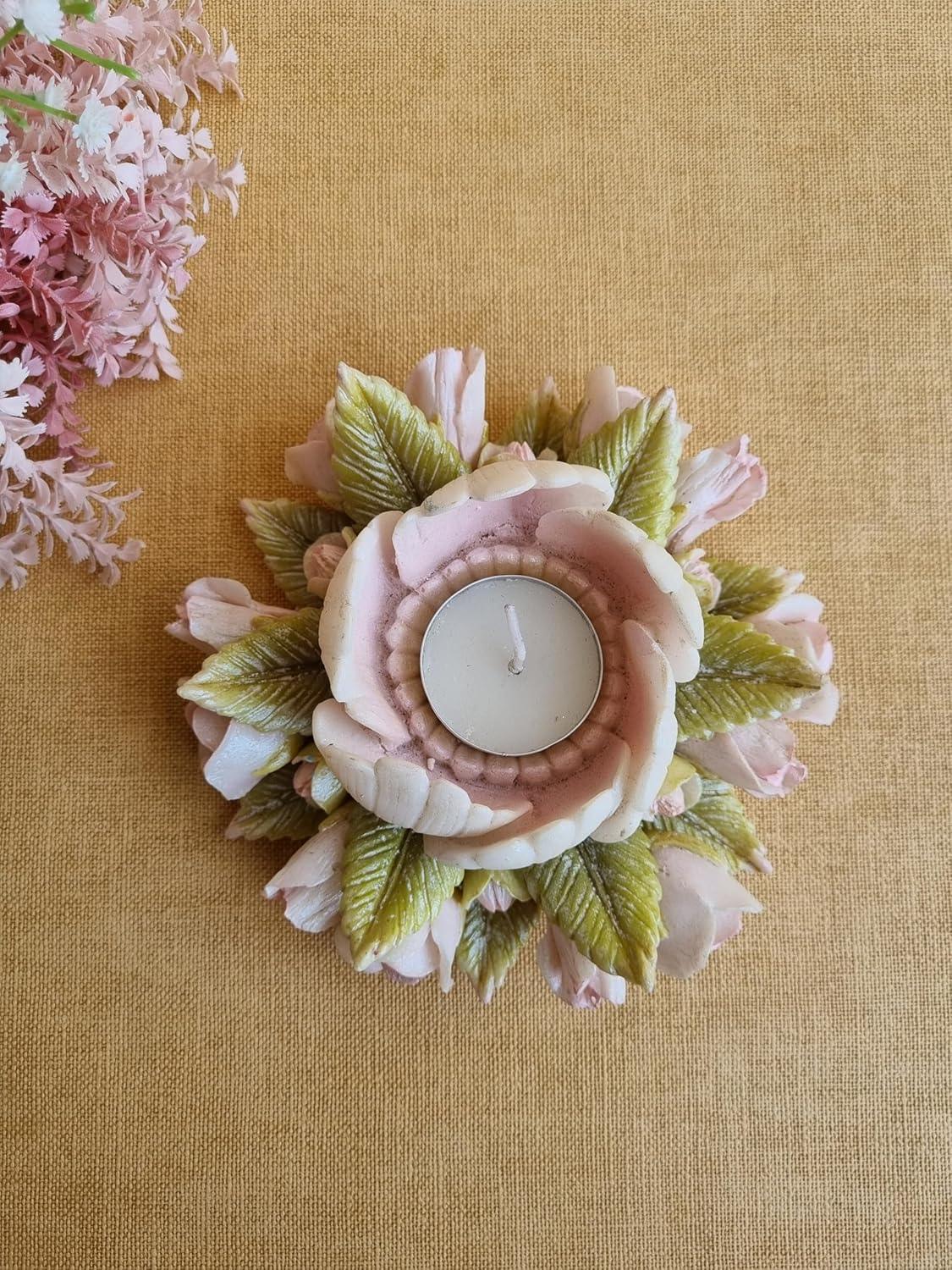Exotic Peony Tealight Holder | Elegant  Marble Candle Stand