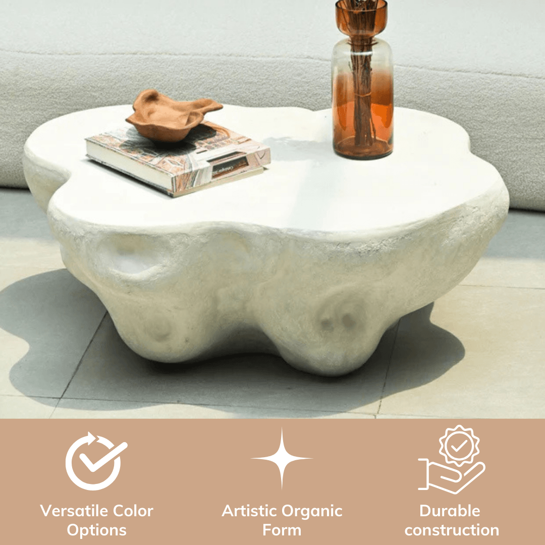 Yama Organic Designer Coffee Table | Fiber Glass Center Table  for Living Room | Centerpiece for Home Decor