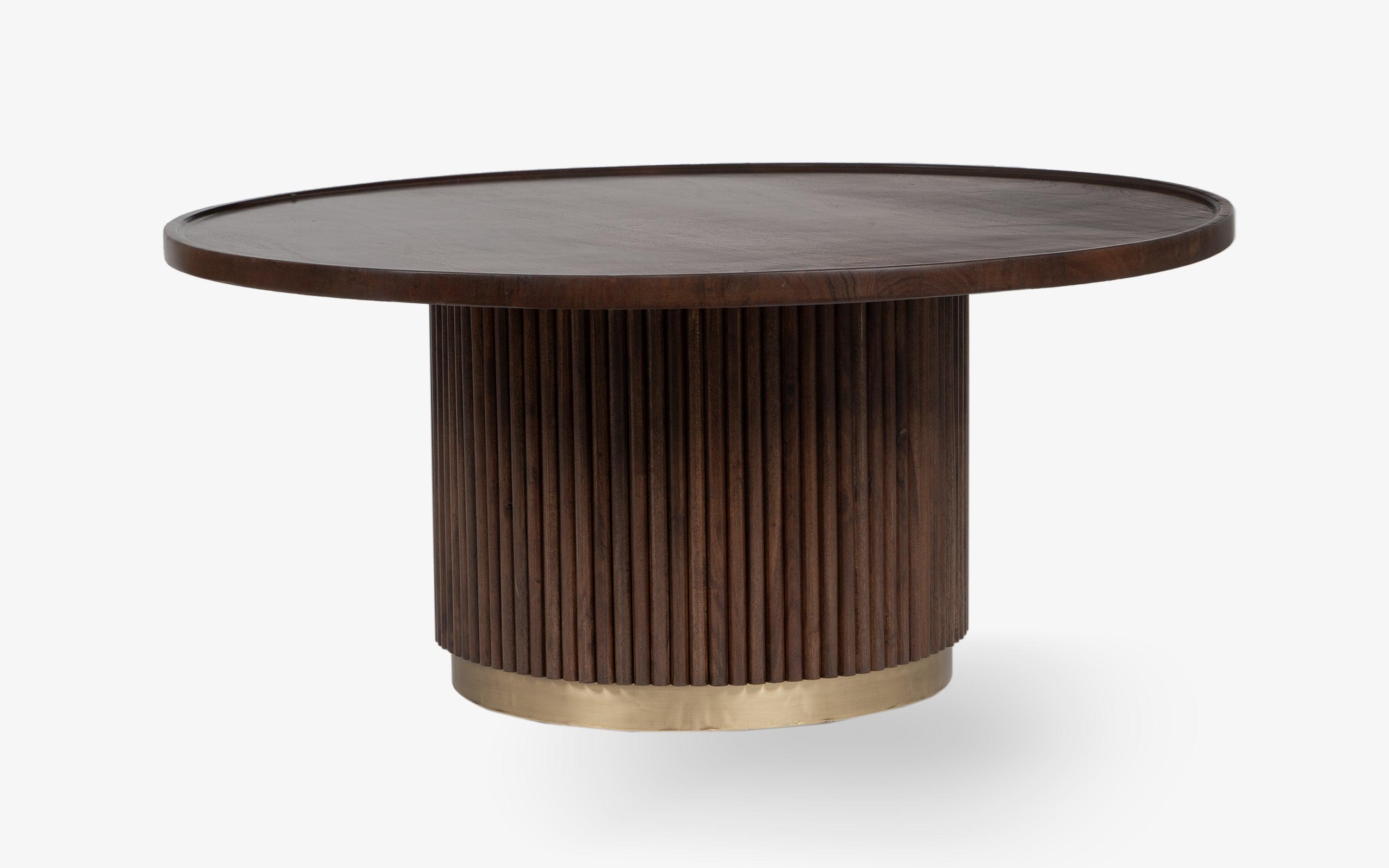 Kotaro Gold Designer Coffee Table | Wooden Center Table for Living Room | Acacia Wood Tea Table