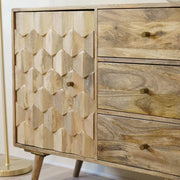 Mango Wood Sideboard cum Bookshelf | Open Storage Cabinet in Natural Finish