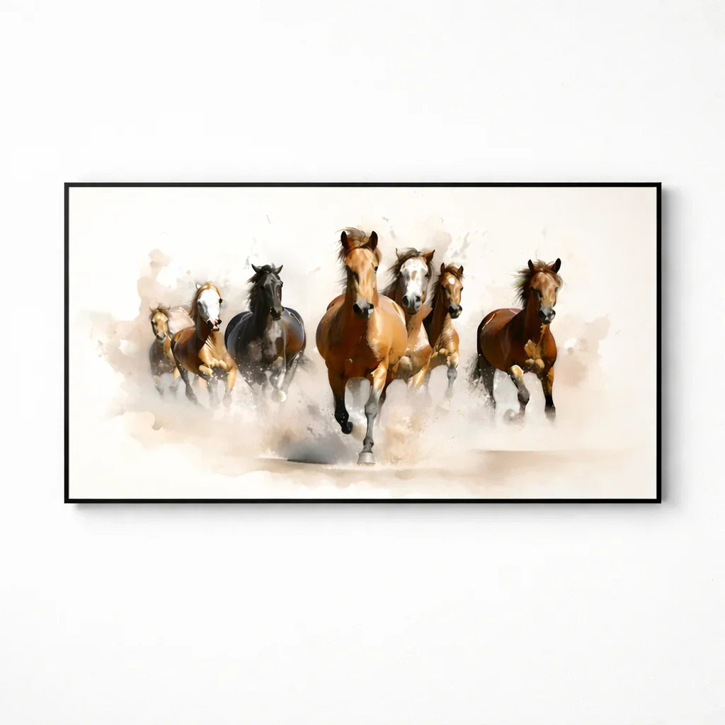 Freedom Charge – Running Horses Modern Canvas Art 48x24