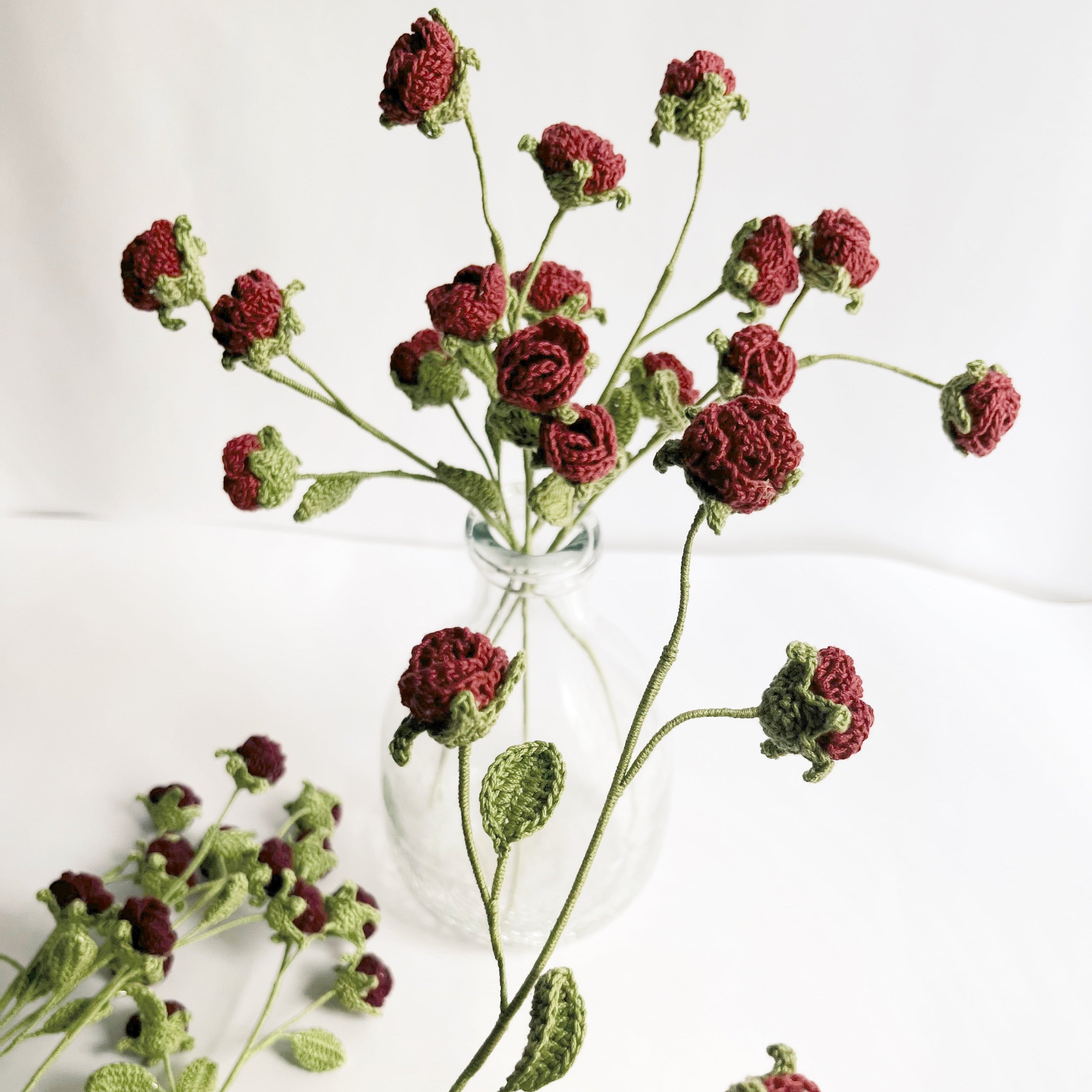Crochet Mini Rose Stick Set of 2