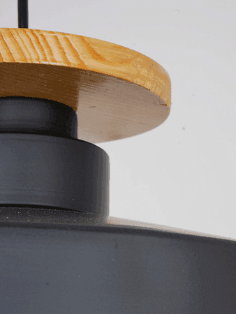 13-inch Black Modern Nordic Pendant Light with Wooden Base