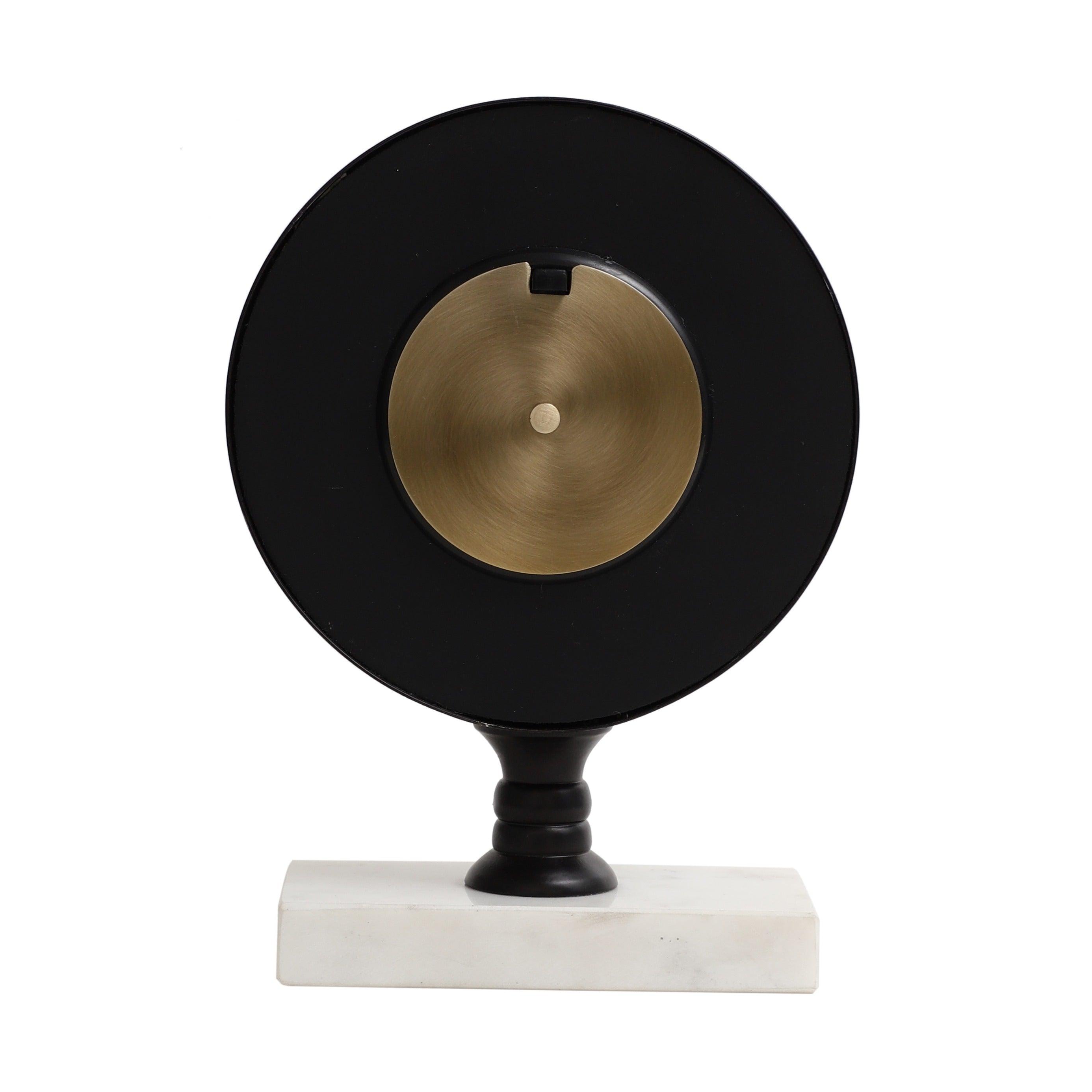 Seraphic Gold Marble Table Clock | Desk & Mantel Timepiece | Designer Office Desk Accessoried