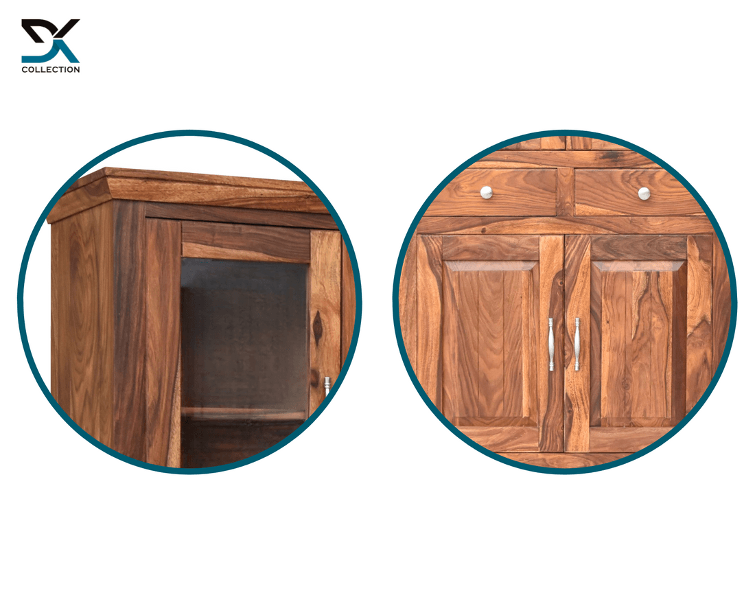 Monarch Solid Sheesham Wood Tall Kitchen/Crockery Cabinet