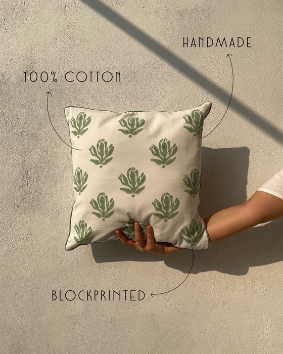 Wildflower Block Printed Cotton Cushion Cover