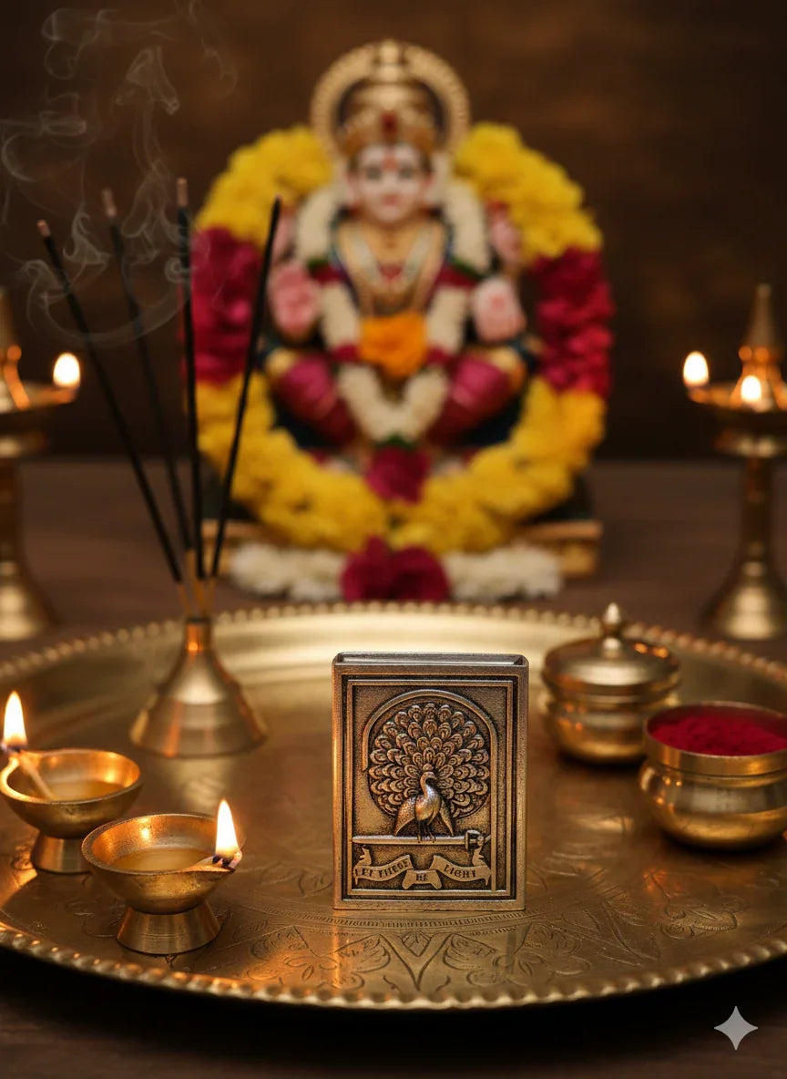 Pure Silver Plated Brass Peacock Matchbox Cover
