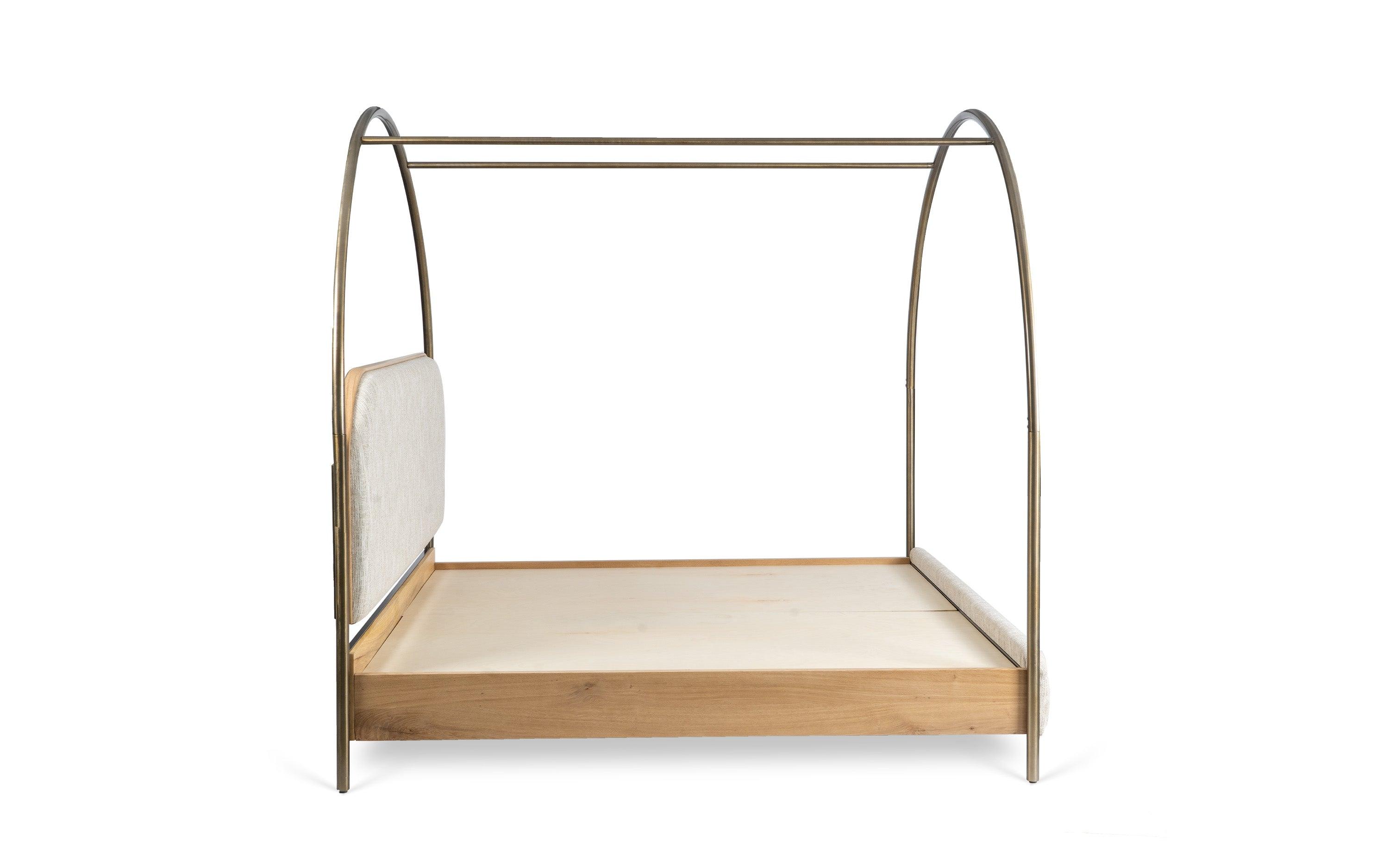 Solace Canopy Bed | Acacia Wood and Upholstery