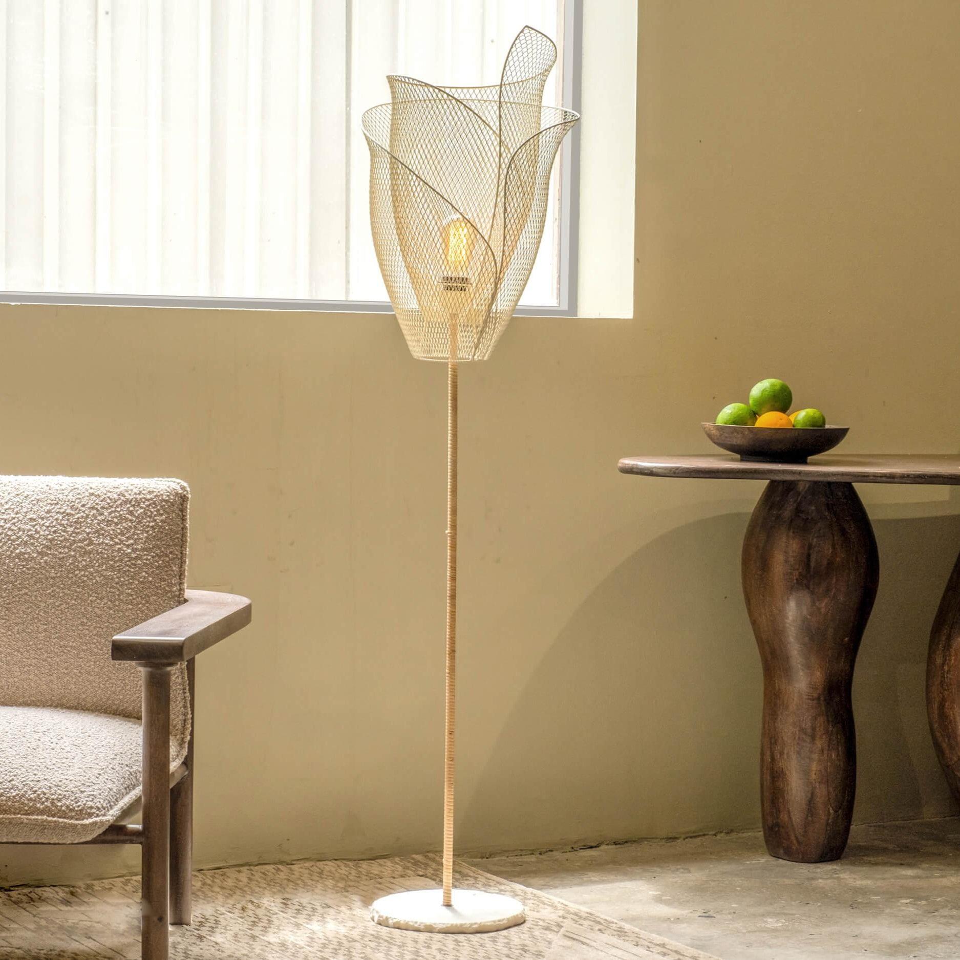 Lily Floor Lamp for Living Room | Cane & Marble Standing Lamp