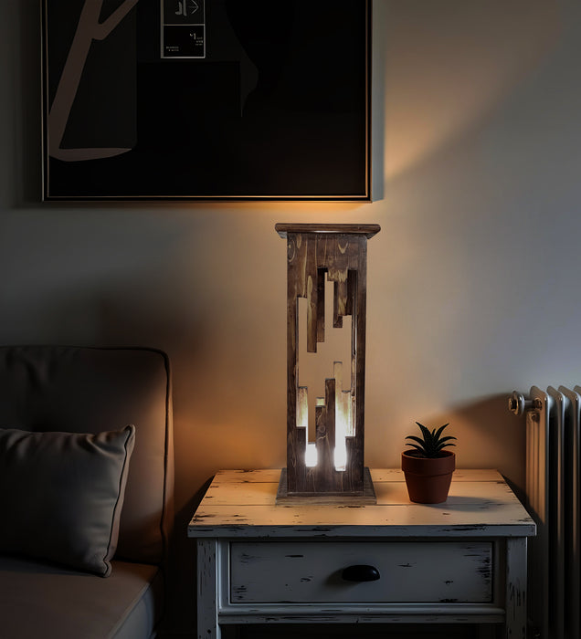 Disperse Wooden Table Lamp with Brown Base