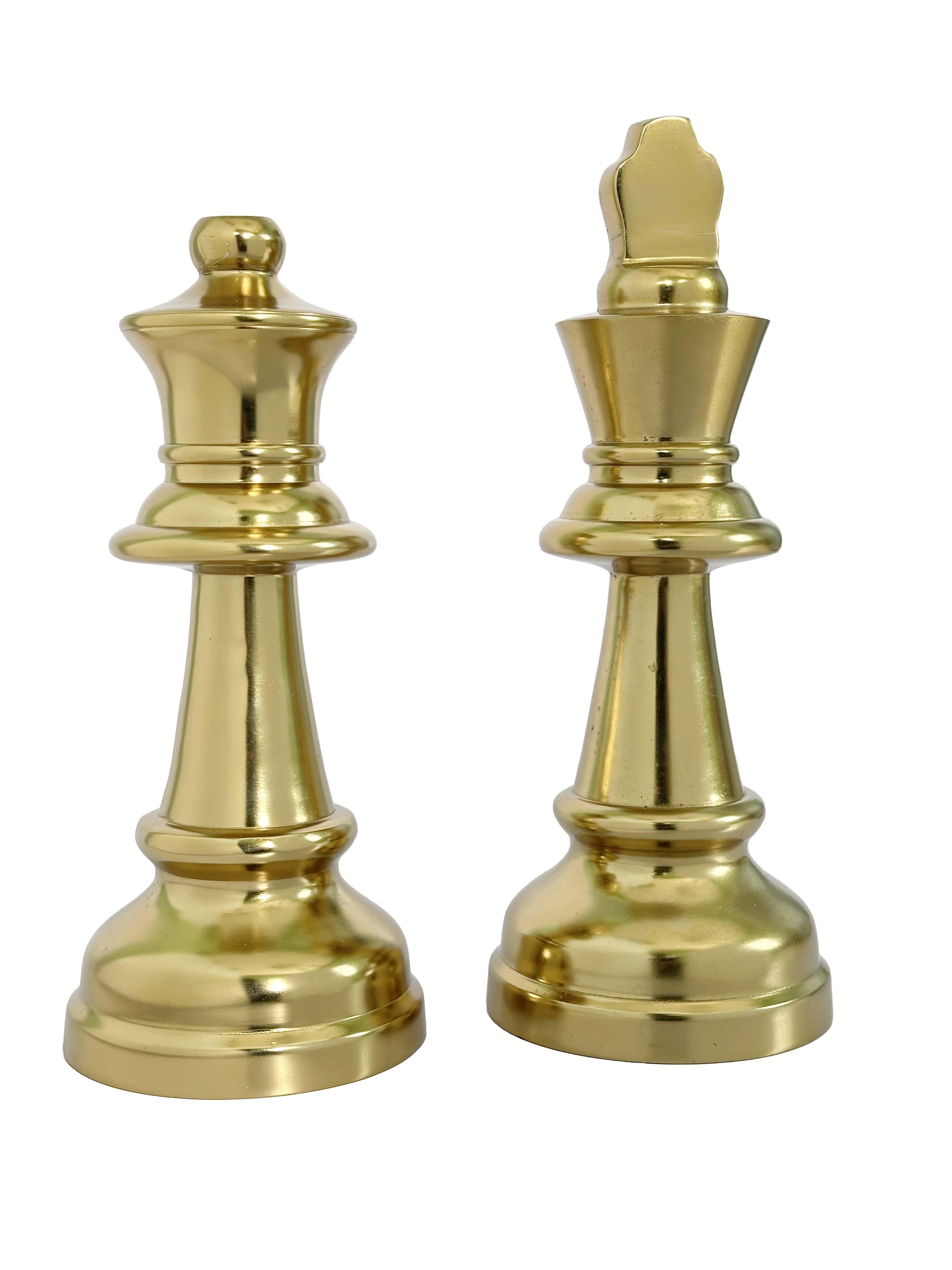 Oversized Chess Showpiece for Living Room | Handcrafted Gold Finish King & Queen Home Decor Item