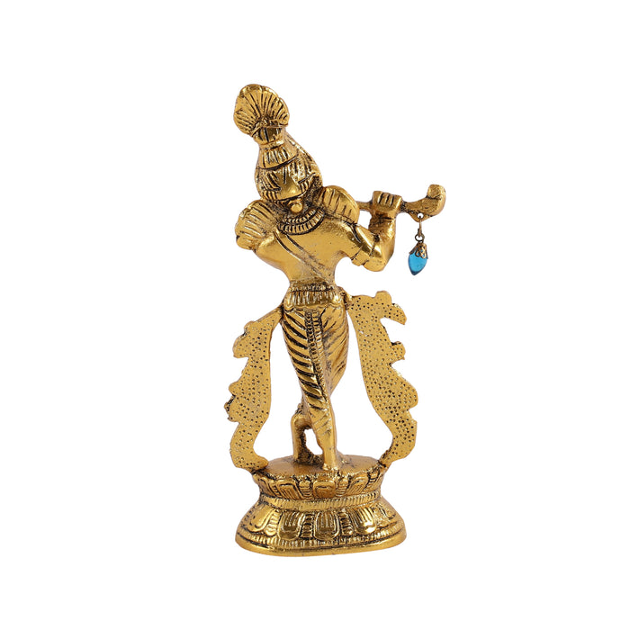 Lord Krishna Metal Statues Playing Flute