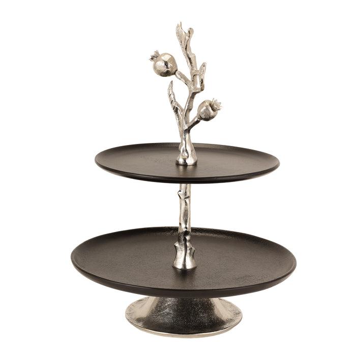 Pomegranate Metal Two Layer Cake Stand