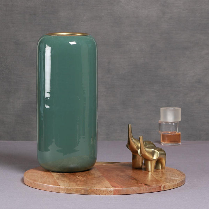 Jeeva Green Enamel Vase | Centerpiece for Home & Vase Bottle for Flower/Plant