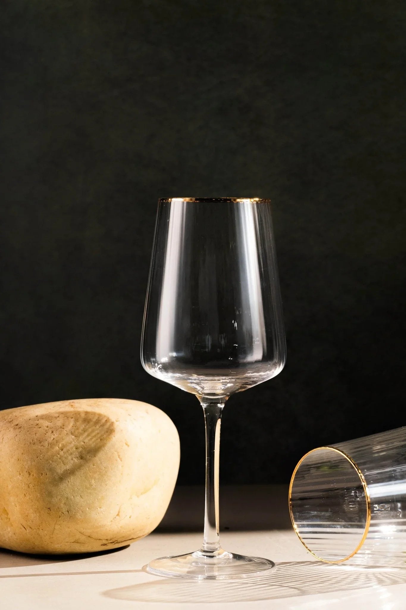 Clear Wine Glasses With Golden Rim Set of 6 - Premium Tableware