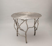Tendrils Antique Nickel Side Table for Living Room | Designer End Tables | Small Corner Table
