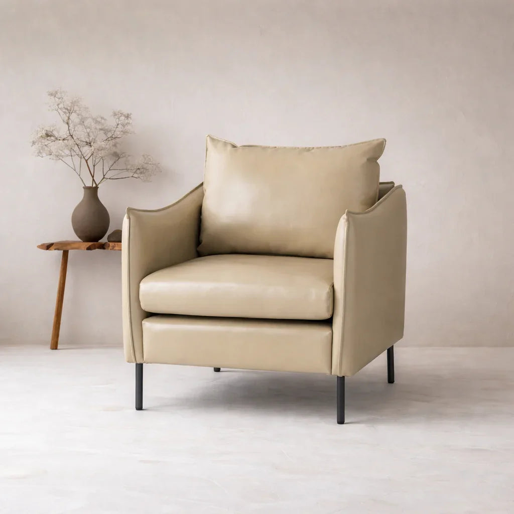Luxury Velvet Accent Chair for Living Room | Modern Wooden Lounge Chair for Elegant Interiors