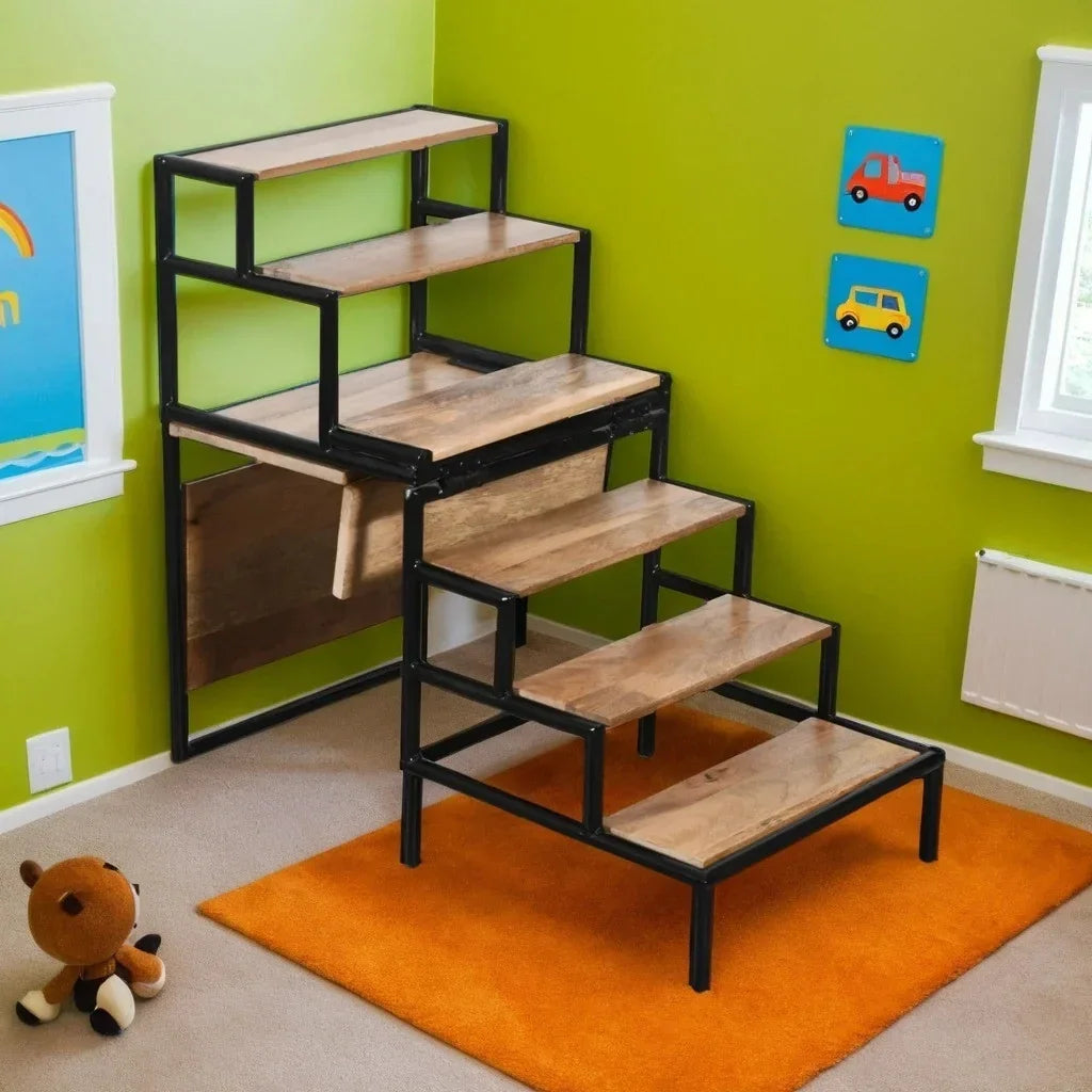 Minicoy Multipurpose Wooden Chair Cum Ladder | Folding Step Stool for Home & Kitchen