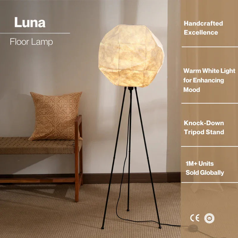 Lunar Floor Lamp for Living Room | Standing Lampshade