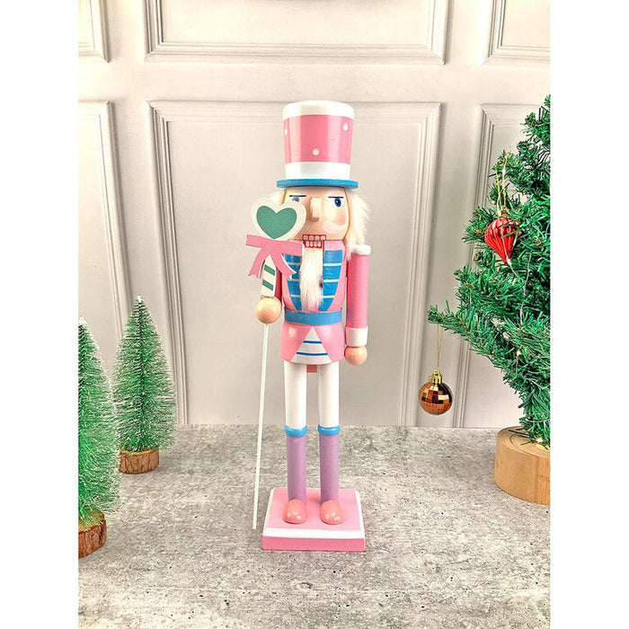 15 Inch Wooden Pastel Balloon Nutcracker Self-Standing Table Decor