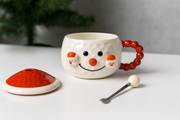 Snowman Ceramic Mug with Removable Santa Faces