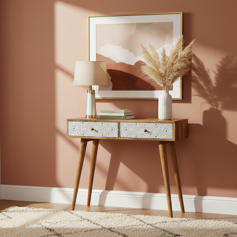 Sendai Console Table for Living Room | Solid Mango Wood Entryway Table