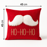 Set of 2 Christmas Cushion Covers – 45 x 45 cm – Cotton Linen (Cotton “Lenin”) – Red with Faux-Fur