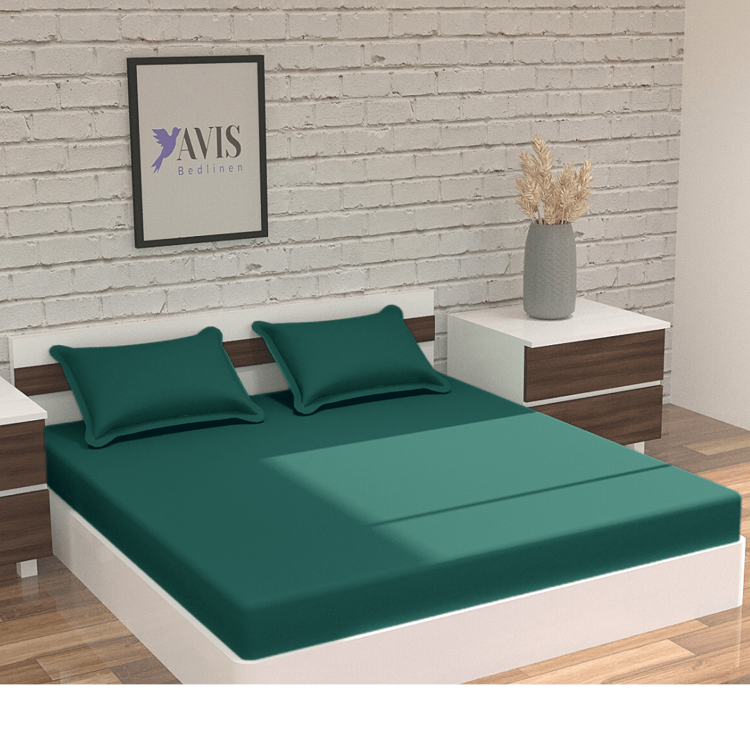Pine Green Cotton Bedding Set With Pillow Covers for King Size | Soft Cozy Premium & Luxury Bedding Set
