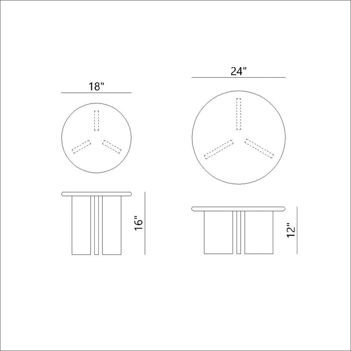 Set of Two Coffee Tables with Round Top | Wooden Nesting Table for Living Room