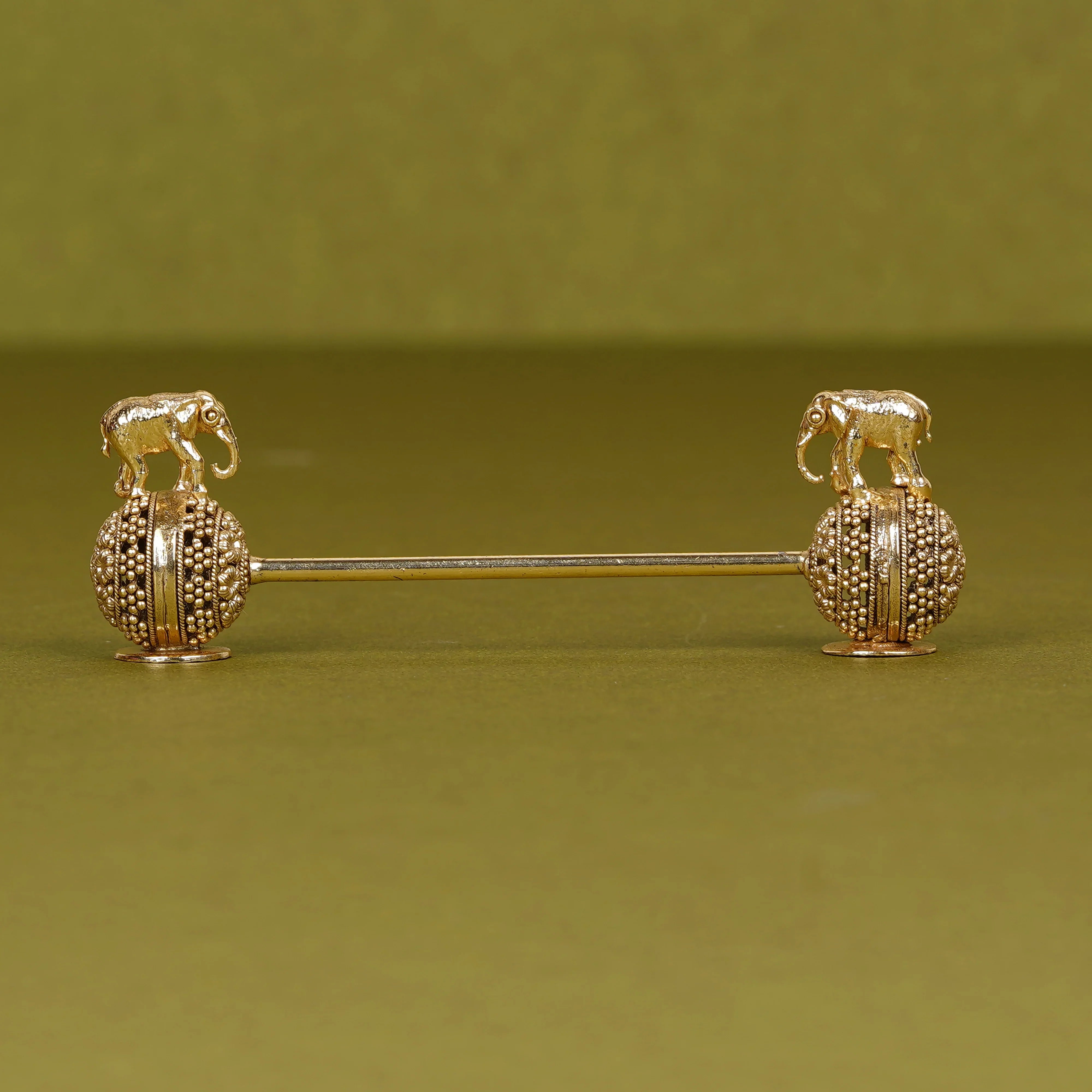 Gold Plated Brass Twin Elephant Spoon Rest