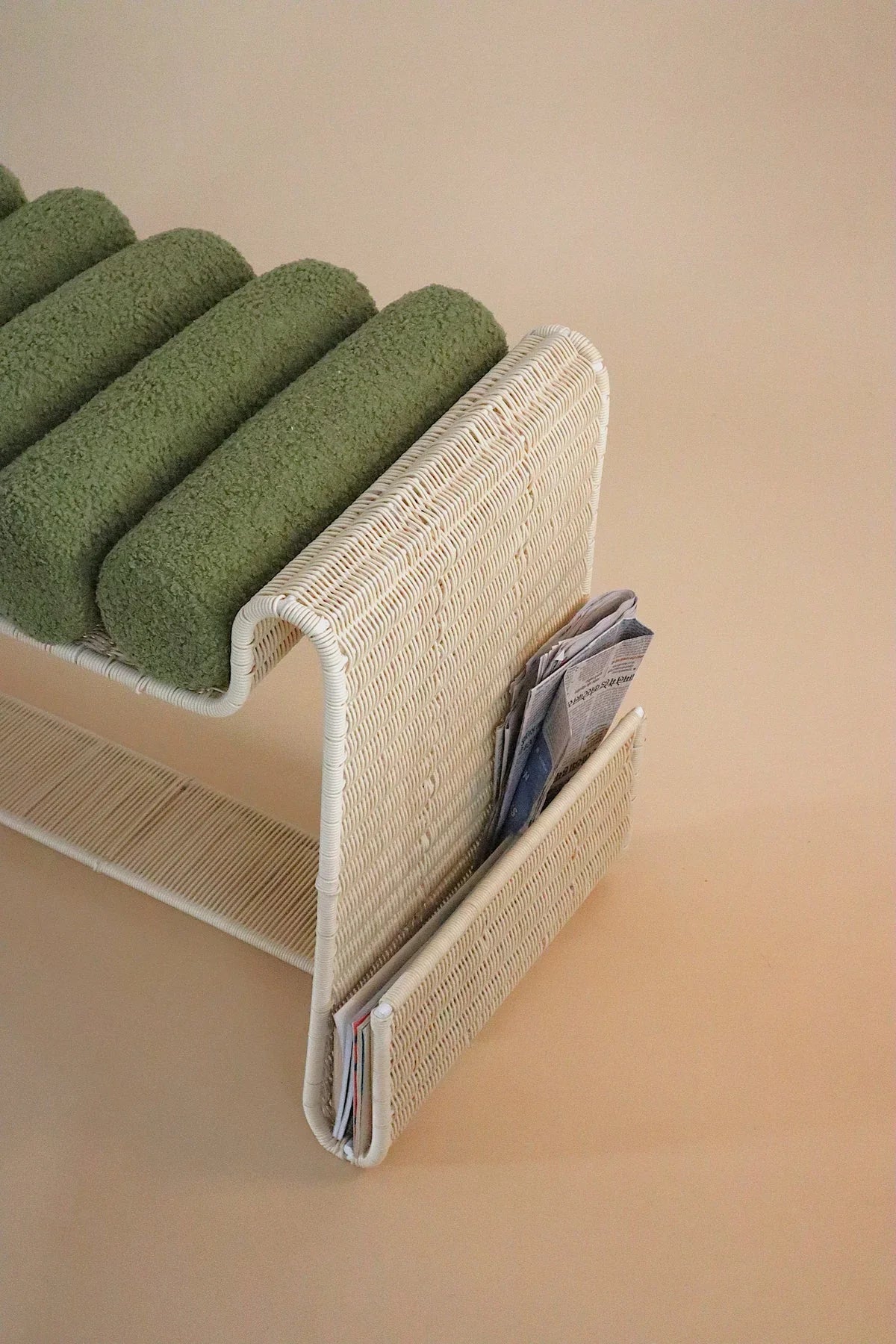 Spool Seating Bench with Storage Slot | Modern Upholstered Bench for Living Room & Bedroom