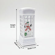 Red Santa Telephone Booth Christmas Night Lamp – Glitter Light Decoration with LED Glow & Pre-Installed Battery