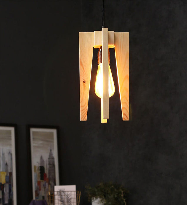 Jet Wooden Single Hanging Lamp | Rustic Pendant Light Fixture