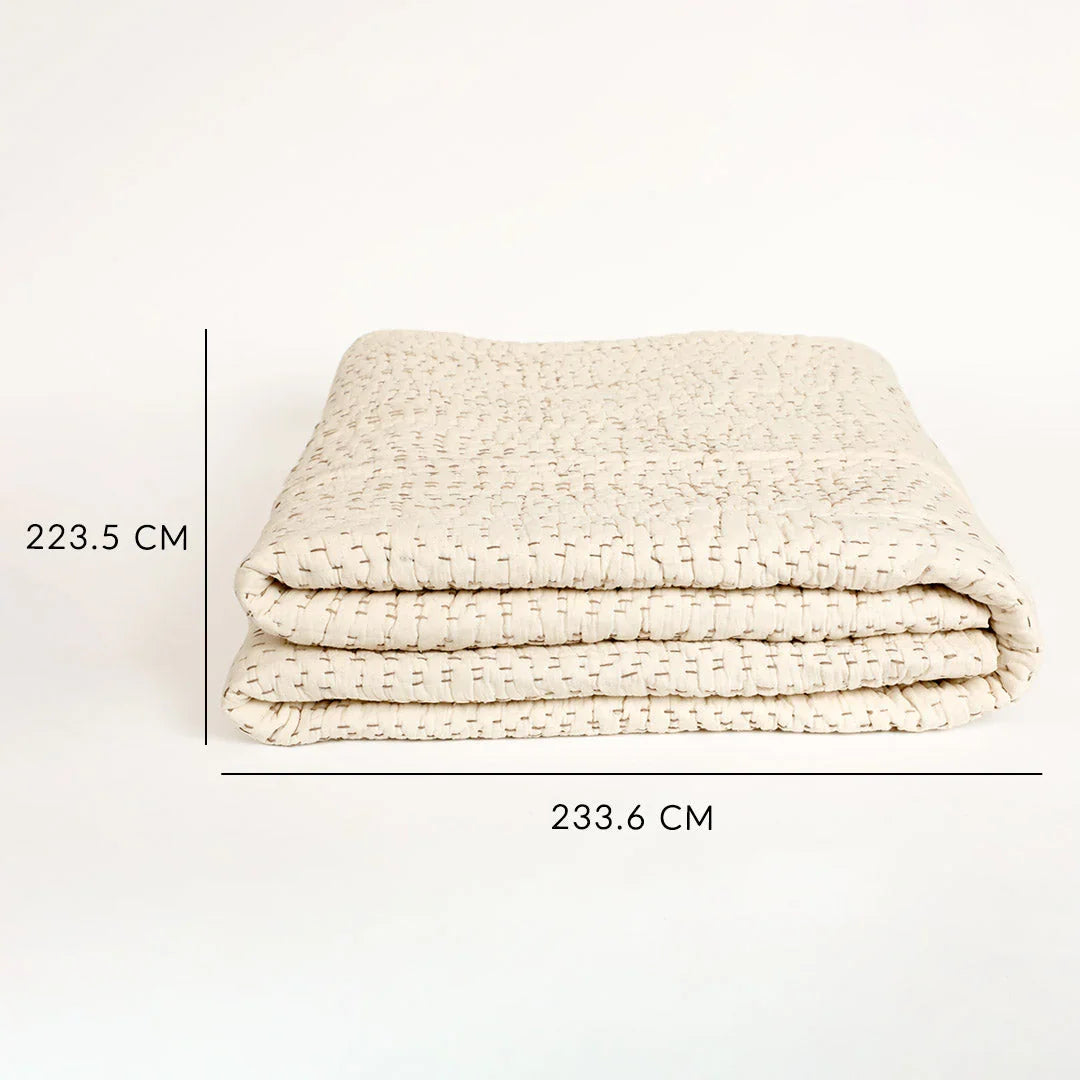 Ashen Pearl Kantha Quilt