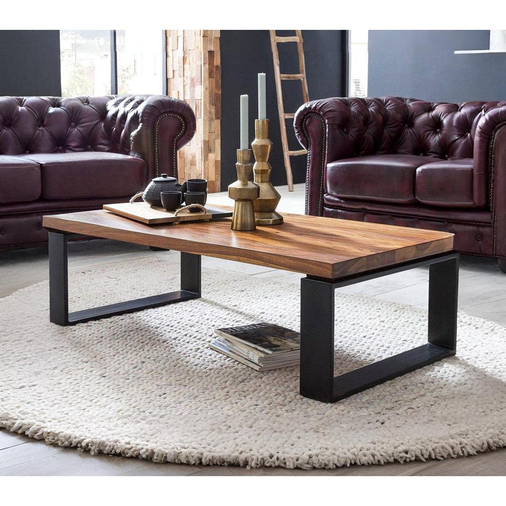 Solid Sheesham Wood Coffee Table | Modern Center Table for Living Room
