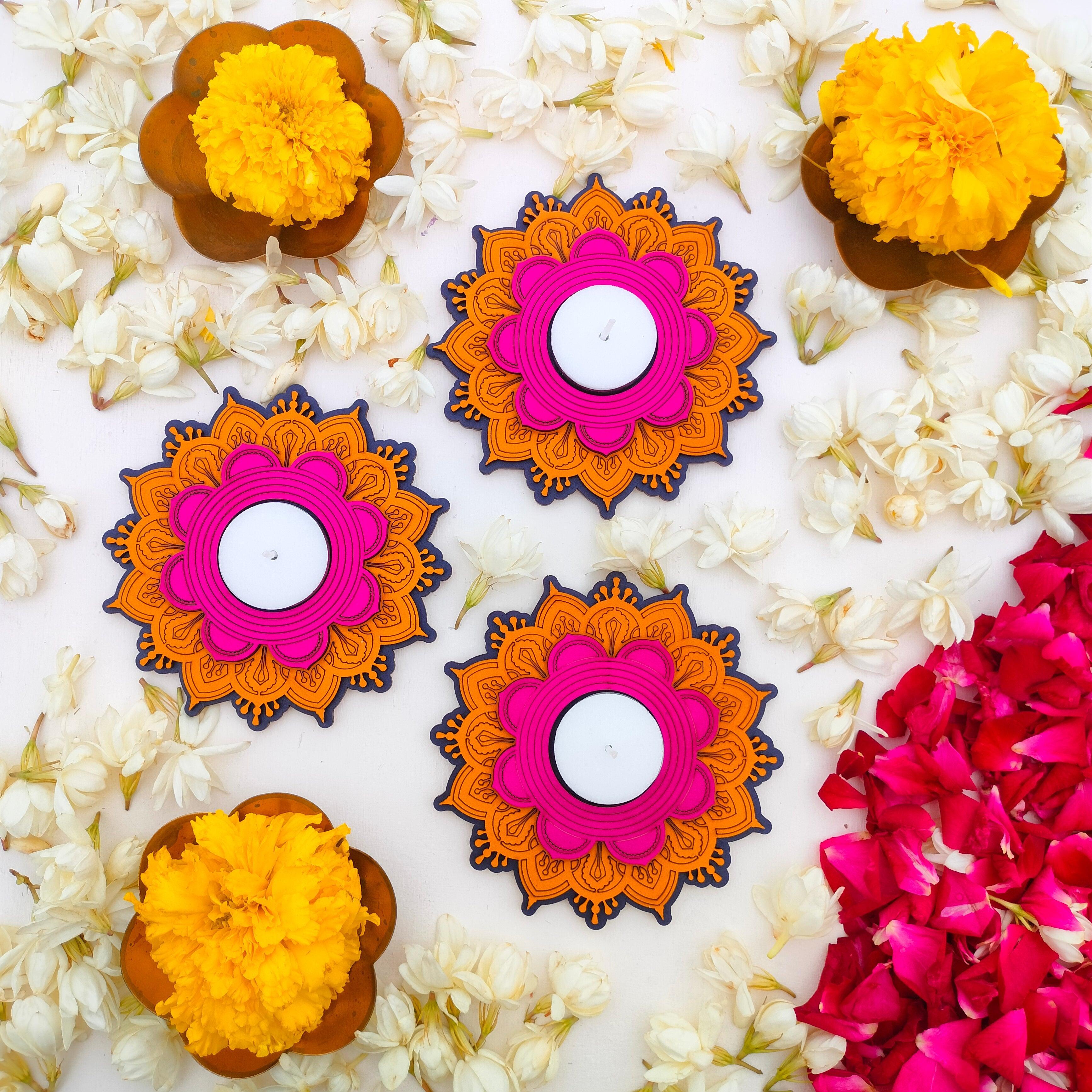 Nargis Tealights Candle Holder for Decor | Decorative Tealights for Pooja Room