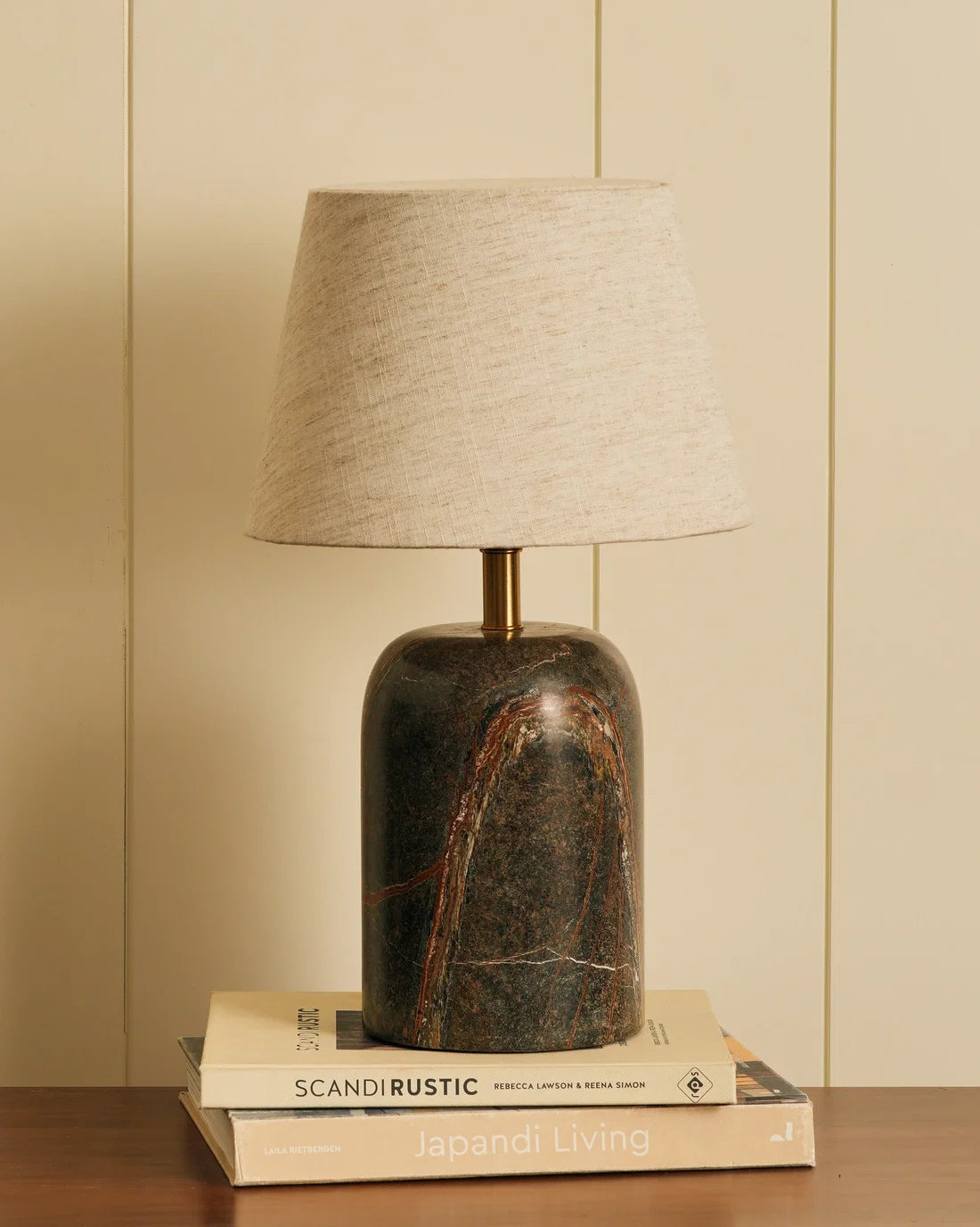 Miro - Forest Green & Linen lampshade | Table Lamp