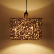 Flake Upcycled Fabric Hanging Lamp with Mango Wood | Sustainable Beige Pendant Light