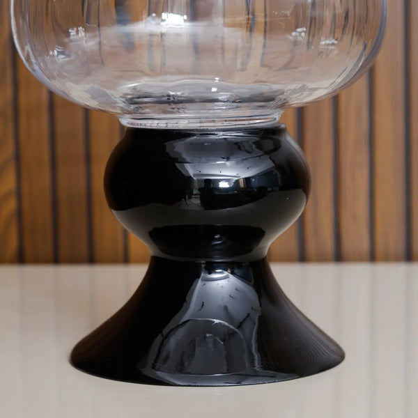 Radiant Clear Vase With Black Base
