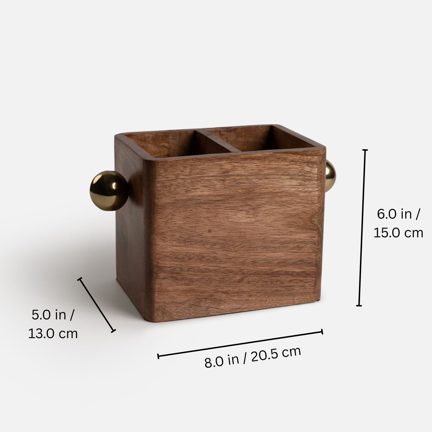 Ora-Spand Wooden Cutlery Holder with Metal Accent