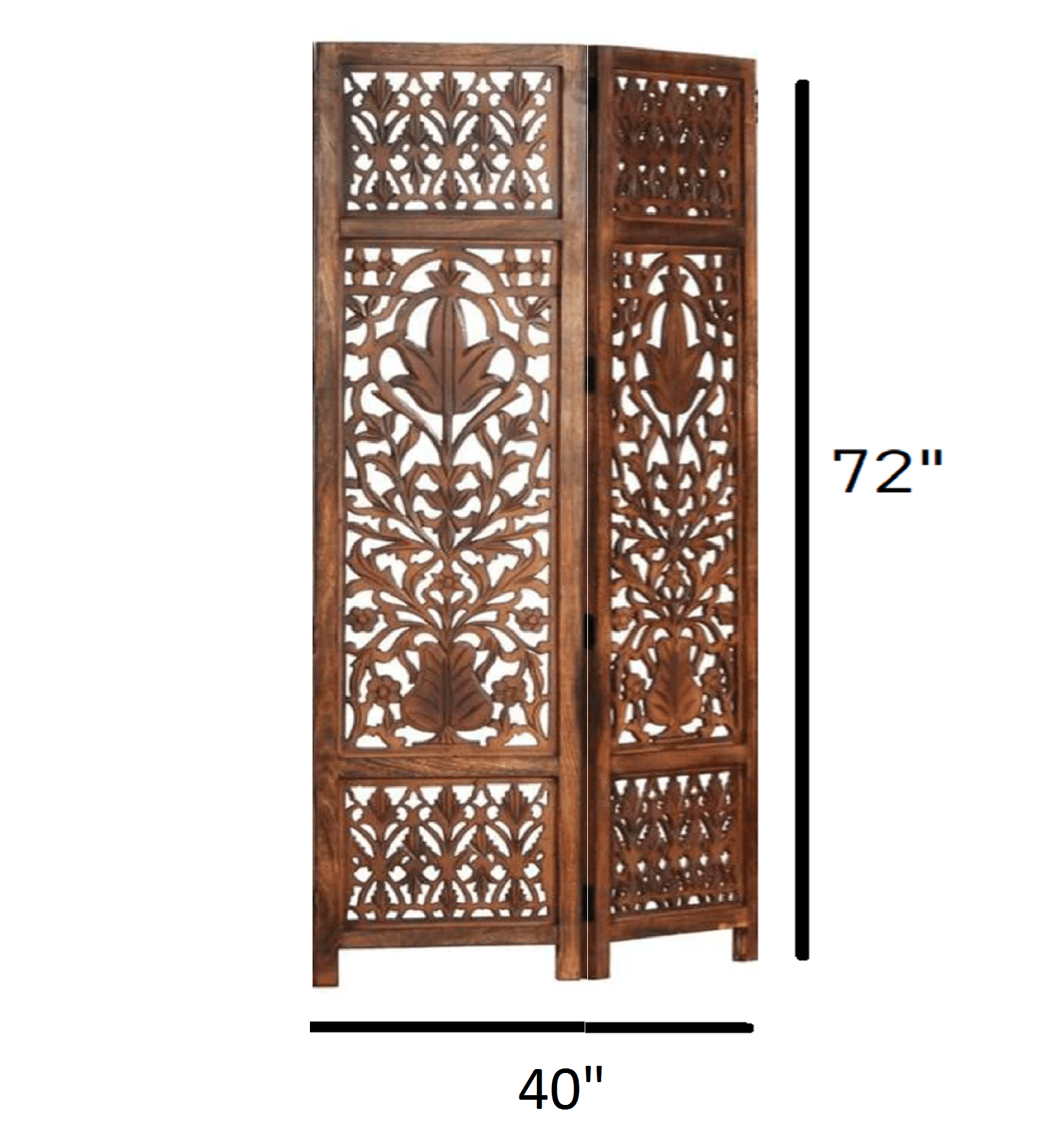 Hand Carved Mango Wood Folding Partition with MDF Jali