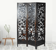 Hand Carved Mango Wood Folding Room Divider with MDF Jali