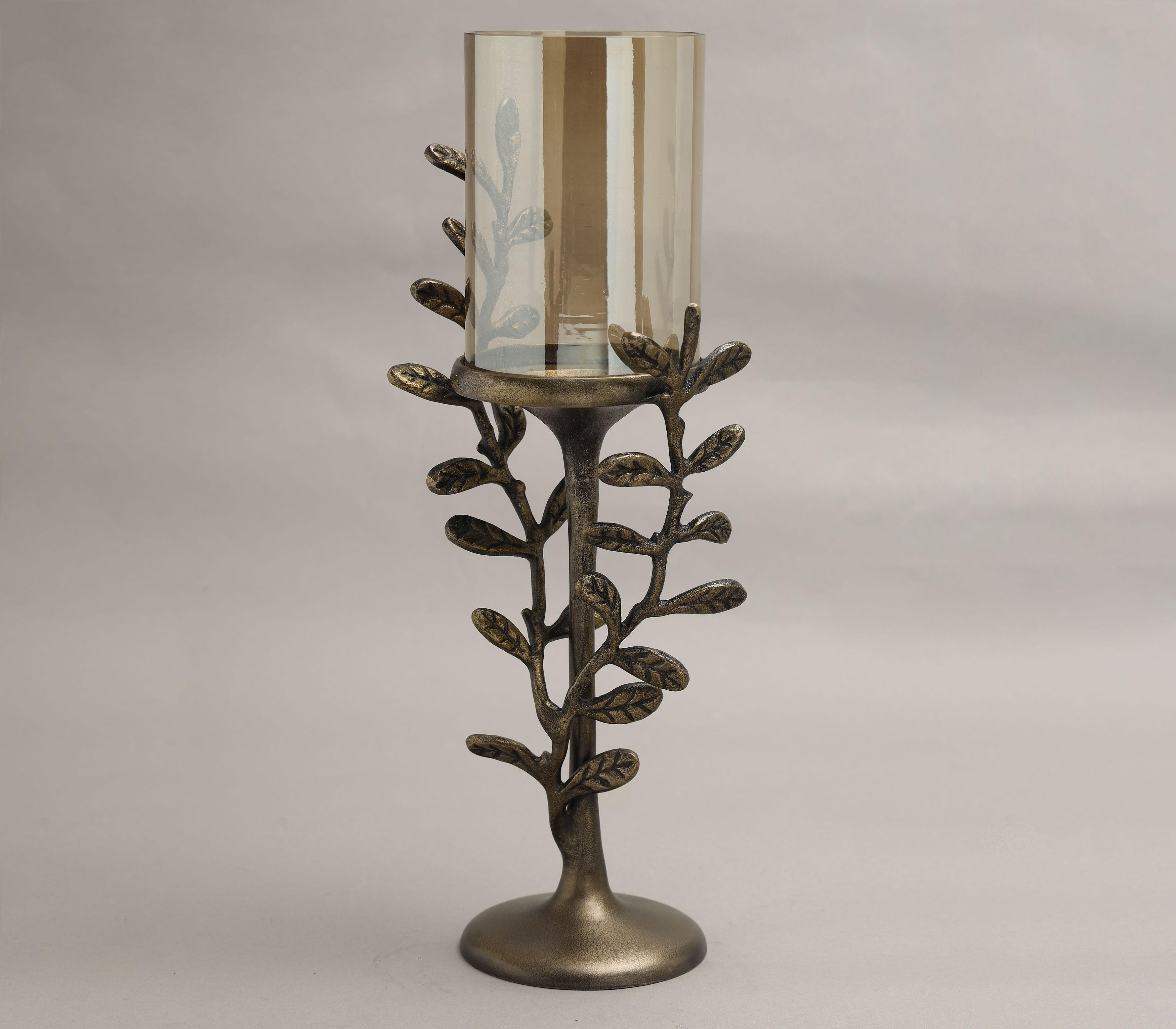 Leaf Pillar Candle Holder for Home Decor | Designer Tea Light Candle Stand - 1 Pc