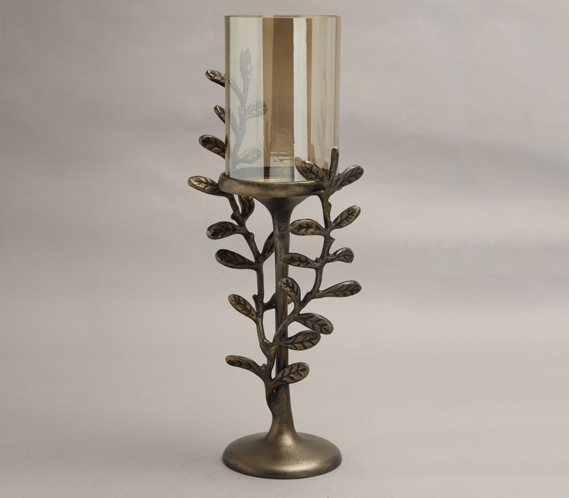 Essence of the Leaf Pillar Candle Holder