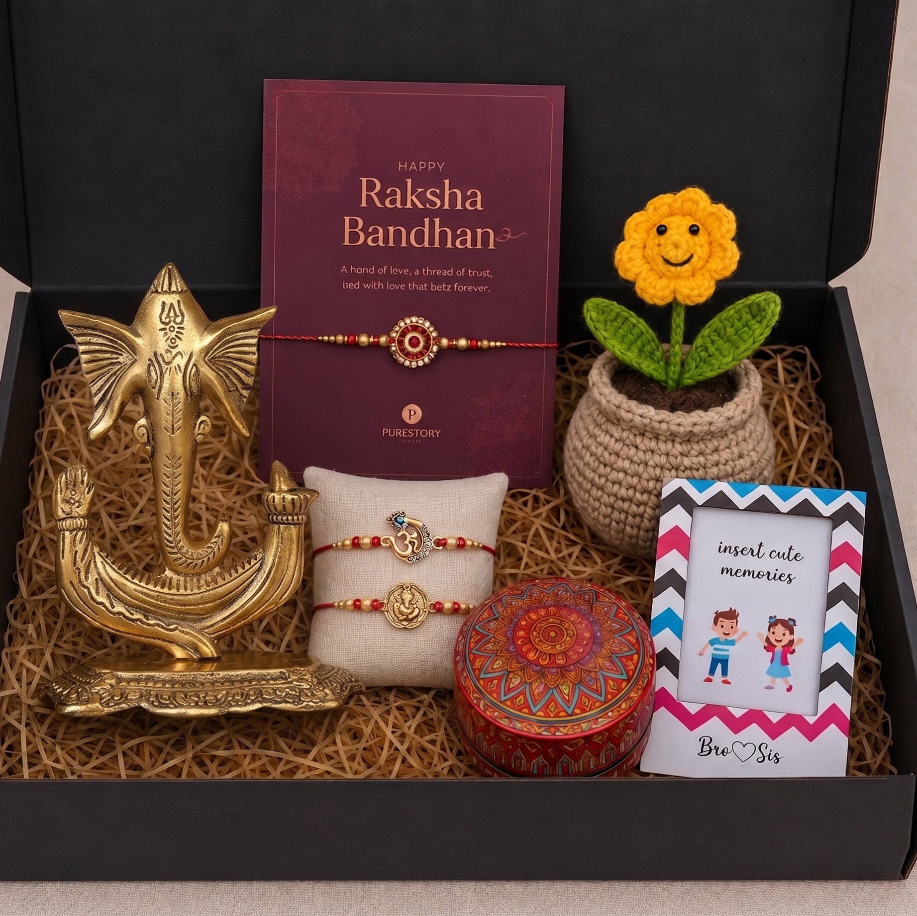 Modern Trunk Ganesha Idol Rakhi Celebration Box